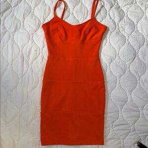 Moda International Orange Bodycon Dress Women’s Size 6 Y2K Victoria’s Secret